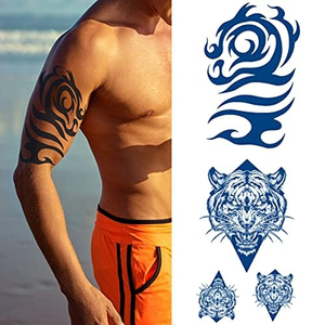 Premium Semi-permanente blu scuro tatuaggio adesivi per le donne realistico realistico impermeabile 2 settimane di lunga durata tatuaggi temporanei - Product Image 3