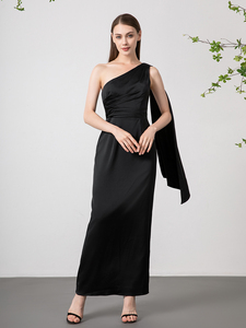 <span class=keywords><strong>Mily</strong></span> Bridal ED023 Robe décontractée de haute qualité pour dames avec logo personnalisé Vêtements d'été élégants en mousseline de soie à une épaule pour femmes - Product Image 4