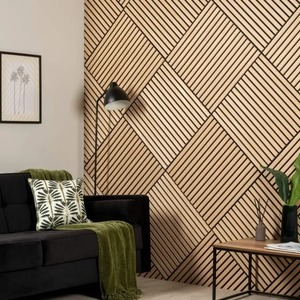 Certifié CE 600*600mm Mini carré latte flûte <span class=keywords><strong>bois</strong></span> massif chêne placage panneau mural acoustique moderne <span class=keywords><strong>pour</strong></span> hôtels appartements hôpitaux - Product Image 4