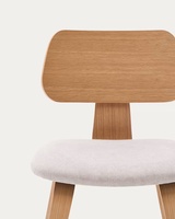 Chaise de salle à manger scandinave pour salon, mobilier moderne en bois, chaise en bois d'hévéa de style mid-century avec coussin en chenille beige