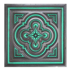 Plaque de plafond en PVC gaufré effet étain, imperméable, 10 mm, pour chambre d'hôtel, salle de bain, couleur blanc doré vieilli PL36 - Product Image 1