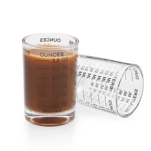 BCnmviku 90毫升浓缩咖啡玻璃量杯，带黑线红线易读摩卡拿铁牛奶卡布奇诺定制标志