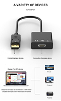 Convertisseur adaptateur DP HDTV 4K par paire torsadée, plaqué or, gaine PVC, blindage combiné, connexion mâle-femelle, pour ordinateur et téléviseur