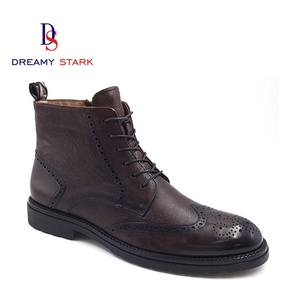 Nuevas Botas de Vestir Formales y Casuales de Cuero Vacuno Marrón de Alta Calidad con Cordones para Hombre, Zapatos Genuinos para Boda - Product Image 1