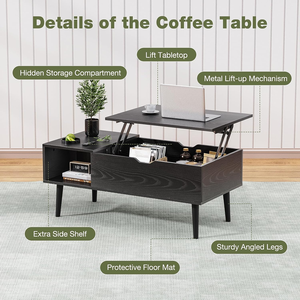 Lift Top Mesa de centro con almacenamiento-Mesas de madera para sala de estar con compartimento oculto, escritorio de comedor Dmall para el hogar Sala de estar <span class=keywords><strong>Offi</strong></span> - Product Image 4