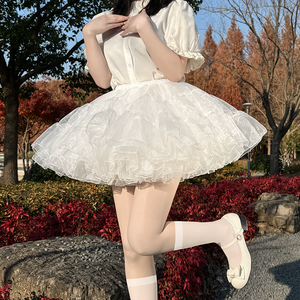 Robe de bal de mariée courte blanche Cosplay <span class=keywords><strong>jupon</strong></span> sous-jupe Crinoline <span class=keywords><strong>Tulle</strong></span> plissé avec technique à volants pour Cosplay - Product Image 2