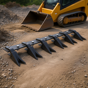 Barra de cucharón de 46 pulgadas y 6 dientes para cargadora compacta, accesorio de construcción con dientes atornillables negros - Product Image 2