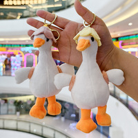 Porte-clés en peluche motif floral 'Petit Canard' avec fleur au dos, petit breloque créative pour sac, vente en gros, à partir de 14 ans