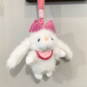 Llavero <span class=keywords><strong>de</strong></span> Peluche Personalizado <span class=keywords><strong>de</strong></span> Alta Calidad para Niñas, Diseño <span class=keywords><strong>de</strong></span> Conejo <span class=keywords><strong>de</strong></span> Peluche Corto Blanco - Product Image 1