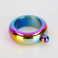 Bracelet en acier inoxydable pour Pot de vin, flacon rond en métal, plusieurs couleurs, 3.5oz, 1 pièce