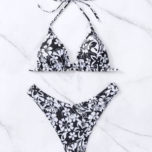 Maillot de bain deux pièces sexy vintage pour femme avec bretelles au crochet, logo personnalisé, armatures, séchage rapide, string en V et push-up - Product Image 4