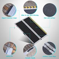 Hanak R02 Aluminium Portable LED Fauteuil Roulant Rampe Anti-Dérapant Caractéristique Capacité de Poids 600 LBS Roulement à Rouleaux pour Entrepôt