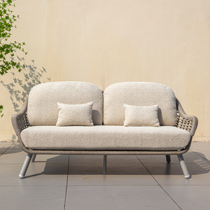 OSMEN PUGLIA Canapé de jardin en rotin plastique au design classique, deux places, structure en aluminium, pour extérieur, parc, hôtel - Product Image 2