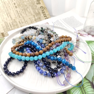 Perle Sciolte in <span class=keywords><strong>Pietra</strong></span> Naturale Lucidate a Mano da 8mm, Onice <span class=keywords><strong>Blu</strong></span> e <span class=keywords><strong>Pietra</strong></span> <span class=keywords><strong>di</strong></span> <span class=keywords><strong>Luna</strong></span> Bianca per Creazione <span class=keywords><strong>di</strong></span> Gioielli e Artigianato - Product Image 3