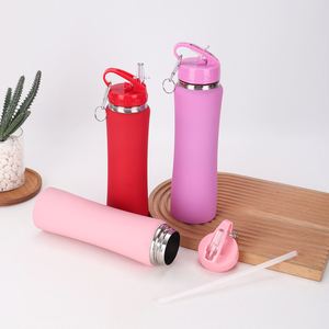 Customized Luxury Portable Gym Sports Flask Vacuum Stainless Steel Insulated Carabiner Water <b>Bottle</b> Straw for Business Gifts - Product Image 4