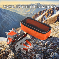 YAMA Crampons d'escalade à 12 dents griffes de glace antidérapantes pour hommes sac étanche en acier de haute qualité deux boucles de réglage pour la neige