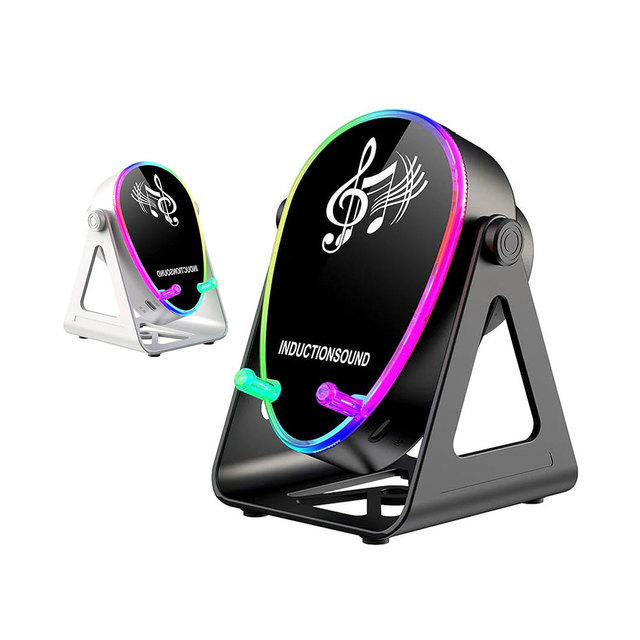 Wireless Induction for V5.3 Speaker RGB LED 2-in-1 Phone Holder 360 Rotate Stand Multi-function Portable Phone Stand