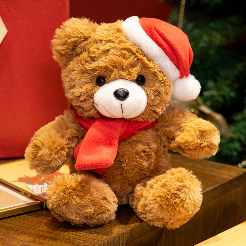 20cm teddy bear with red hat and scarf
