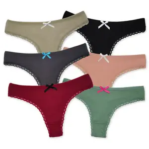 Factory Price OEM Order Women Sexy Underwear Panties Thongs Women Cotton Sexy 1*1 Rib Thongs