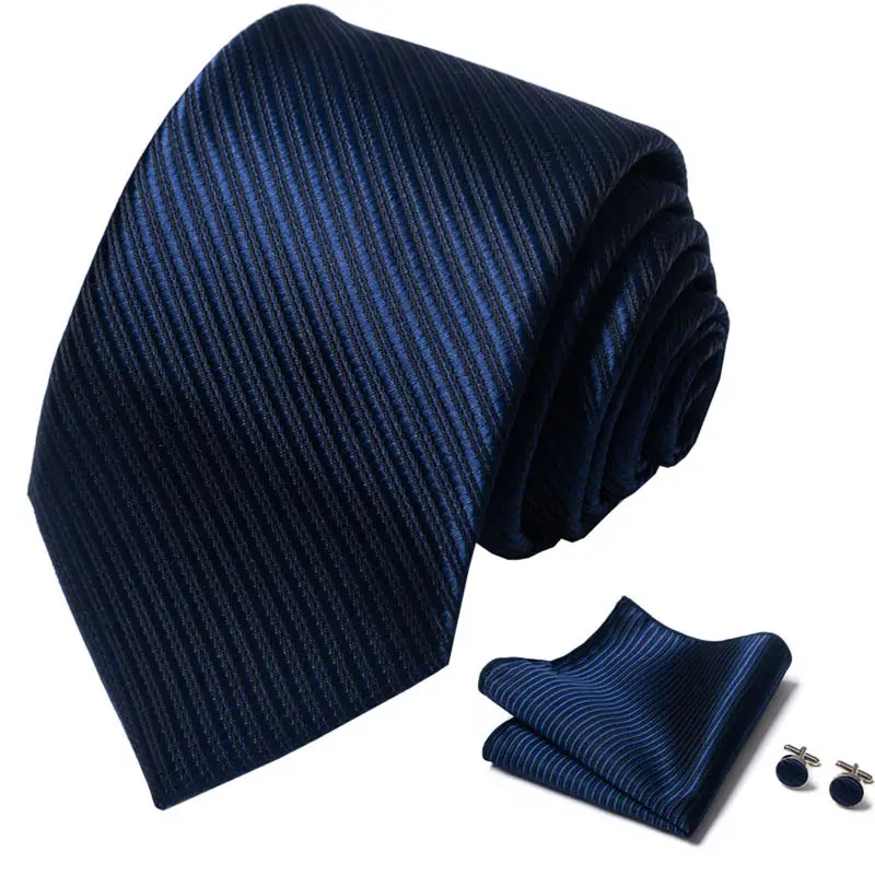 Wholesale Mens's Business Neckties Handkerchief Set Custom Logo Strips Woven Neck Tie Sets With Pocket Square
