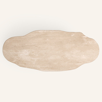 Table à manger Kumusi Furniture 6 places en pierre naturelle Cloud Top, design moderne, mobilier de salle à manger