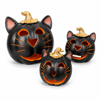 Lot de Décorations d'Halloween en Gros : Lanterne Citrouille et Porte-Bougie Chat Noir pour Table