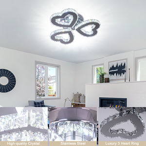 现代水晶吊灯3心环发光二极管嵌入式吸顶灯迷你铬吊灯客厅吸顶灯 - Product Image 2