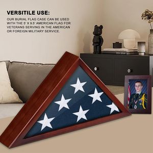 Custodia per bandiera funeraria 5'x9.5' |   Espositore per Bandiera Commemorativa con Vetro per Veterani Militari - Product Image 6
