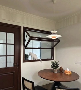 Hợp kim nhôm có thể gập lại cửa sổ đôi kính xếp chồng lên nhau mô hình mở dọc cho nhà bếp sử dụng Nhà Hàng Quán Cà Phê Bánh nhà - Product Image 1