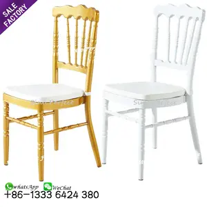Good Selling Foshan Furniture White Gold Modern White Metal Steel Hotel Chiavari Wedding Napoleon Chair For Sale