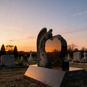 ספק סיני, מצבות שיש גרניט שחורות ואדומות גדולות בהתאמה אישית עם לב, לזכר אנשי אמריקה. - Product Image 3