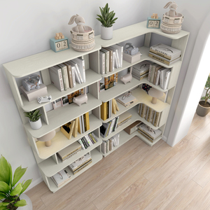 Corner Bookshelf Set Of 2 <b>White</b> Oak Color 90 Cm And 80 Cm Extendable Free Combination <b>Display</b> Shelf - Product Image 3