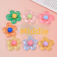 Breloques en résine ajourées motif fleur dessin animé, accessoires DIY pour coque de téléphone et pince à cheveux