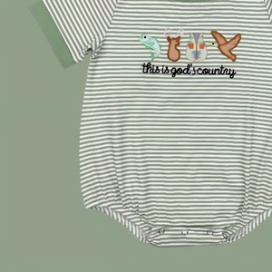 Pelele de manga corta para niño con bordado de pato mallard estilo caza y diseño 'This Is God's Country', OOTD, alta calidad, novedad, gran éxito - Product Image 3