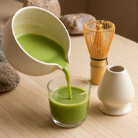 Ensemble cadeau Matcha en céramique crème marbrée, Bol Chawan, Fouet en bambou à 100 dents, Cuillère Chashaku, Support de fouet, Ensemble de rangement pour Matcha
