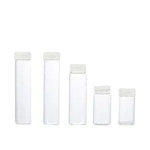卸売カスタマイズ15ml 20ml 30ml 35mlプラスチックキャップ付き小さな丸い透明なガラス化粧品ボトル