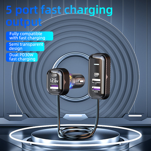 einziehbar auto <span class=keywords><strong>usb</strong></span> typ <span class=keywords><strong>c</strong></span> für iphone 15 multi-port schnelle aufladung bluetooth heck-autoladegerät - Product Image 3