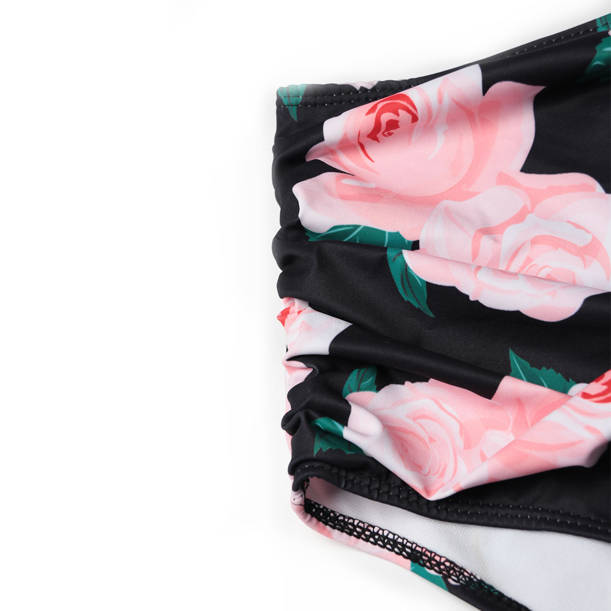 2021 Sexy pink lotus leaf printed high waist bikini hot sale swimsuit