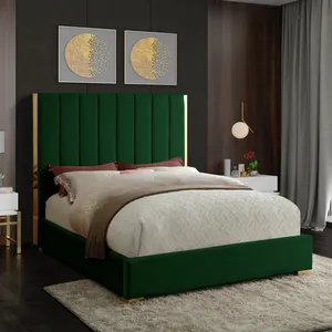 Meubles de chambre à coucher en tissu de lin de luxe ensembles de lit traîneau tufté mobilier de chambre à coucher moderne Queen Size Camas
