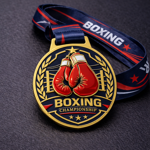 Medallas de fabricante personalizadas de esmalte blando y duro, en oro, plata y bronce, para ganadores de boxeo, maratón, ciclismo, guantes, premios de club, con cordón - Product Image 1