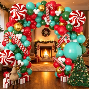 Wholesale Red <b>Green</b> Christmas <b>Balloon</b> Arch Set Lollipop Candy Cane Reindeer Indoor Fireplace Xmas Party Backdrop Ornaments - Product Image 1