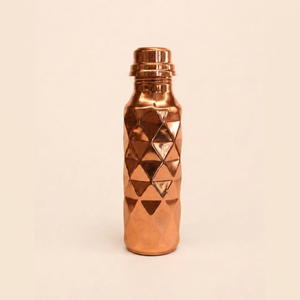 Pure <b>Copper</b> Water <b>Bottle</b> Handmade Geometric Design with Screw Lid Ayurvedic Drinkware Reusable Wellness <b>Bottle</b> Premium Handcraft - Product Image 1