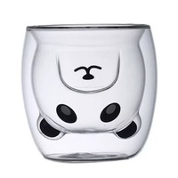 Tasse à café personnalisée en verre borosilicate double paroi isolée, transparente, résistante à la chaleur et sans plomb, motif ours