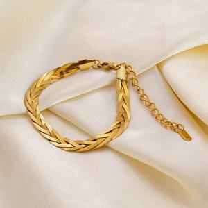 Wholesale 18K Gold Woven Collarbone Chain Personalized Light Luxury High-End <b>Bracelet</b> <b>Set</b> Fashion Link <b>Bracelets</b> - Product Image 2