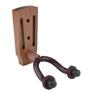 Black <strong>Walnut</strong> Short Wall Guitar Hanger Hardwood Stand for All Sizes-Acoustic Electric Bass Guitars <strong>Pickup</strong> Stand Included - Product Image 2