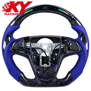 Volante personalizado de fibra de carbono forjada azul con cuero azul y LED RPM para Cadillac ATS CTS ATS-V CTS-V CT4 CT5 CT6 XT6 XTS - Product Image 1