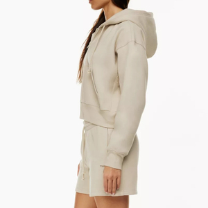 Felpe da <span class=keywords><strong>donna</strong></span> personalizzate di alta qualità in cotone poliestere Full Zip Up con cappuccio felpe Crop con cappuccio con Logo da <span class=keywords><strong>donna</strong></span> felpe oversize - Product Image 4