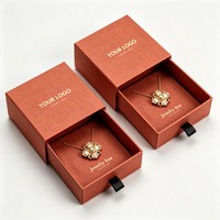 Boîte d'emballage de bijoux en gros pour colliers, recyclable, avec tiroir coulissant, encre de soja, logo personnalisé, pour boucles d'oreilles
