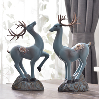 Accessoires de maison européens et américains, décoration créative pour salon, meuble TV, ornements, sculpture, motif cerf porte-bonheur, entrée en résine