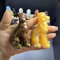 Vente en gros de mini-sculptures d'animaux en cristal de haute qualité, matériaux variés : chat, calcite, renard, quartz, kola, pour cadeau